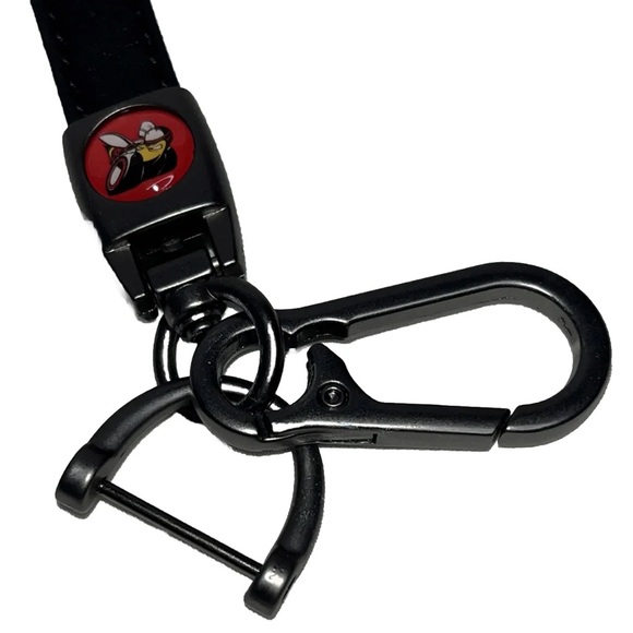 Dodge Scat-Pack 392 Key Chain Black Leather Strap Dark Gunmetal Hook Key Chain - Picture 5 of 5